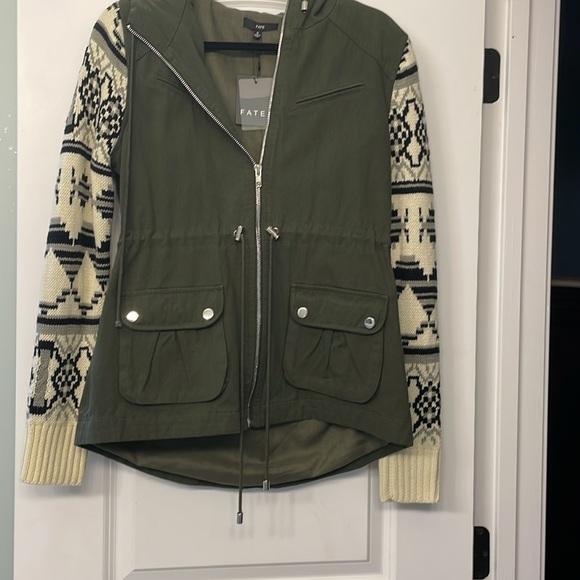 NWT Fate Army Jacket with Southwest knit sleeves - Picture 3 of 9